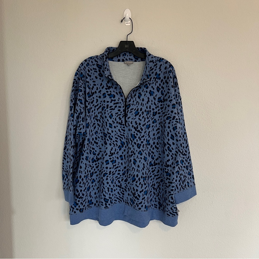 T By Talbots Animal Print Pullover Sweatshirt Size 2X